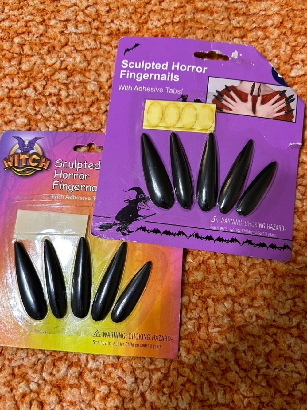 Sculpted Horror Fingernails with Adhesive Tabs (2 Packs)